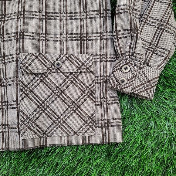 Vintage 70s MOD Blazer Plaid Jacket Womens M/L 21x28 Brown - Picture 9 of 10